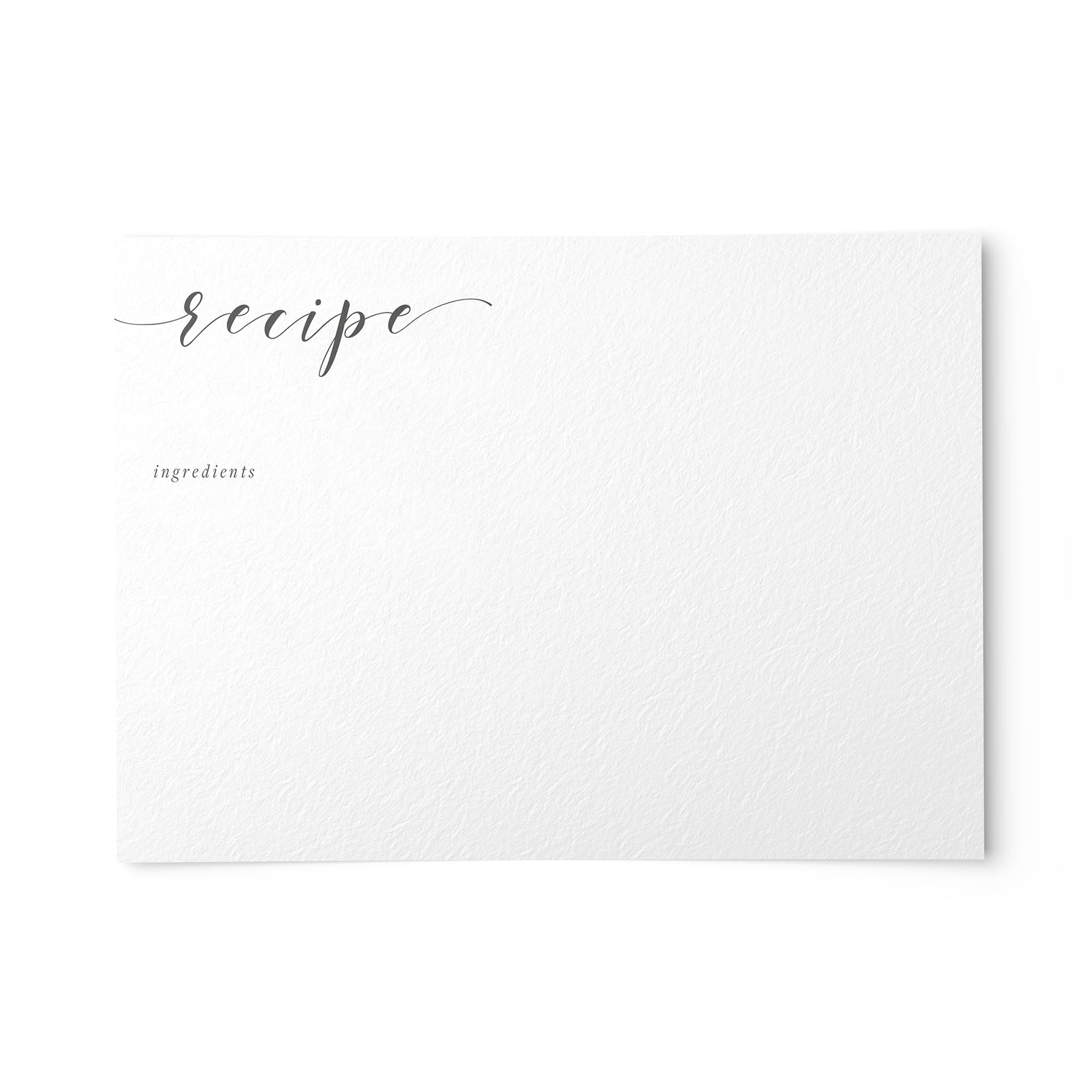 Elegant Unlined and Printable Recipe Cards (Set of 50) - Customize Your ...
