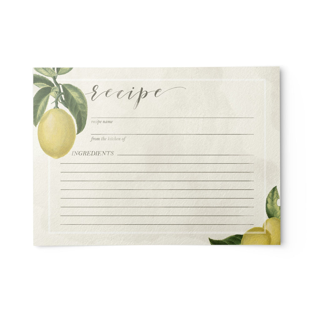 Vintage Lemon Recipe Cards, Set of 48, 4x6 inches, Water Resistant