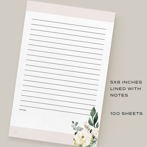 White + Blush Notepad, Lined, 5.5 x 8.5 in