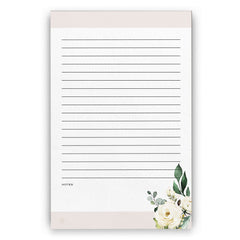 White Floral + Blush Lined Notepad, 5x8 inches