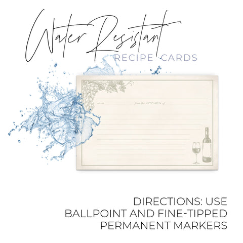 Wine & Vineyard Recipe Cards, Water Resistant