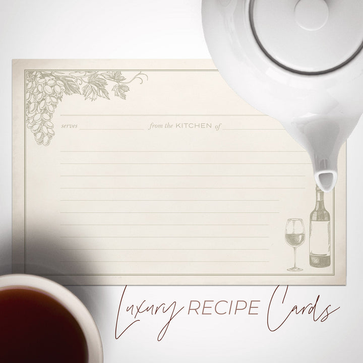 Wine & Vineyard Recipe Cards, Water Resistant - dashleigh - Recipe Card