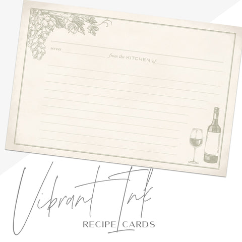 Wine & Vineyard Recipe Cards, Water Resistant