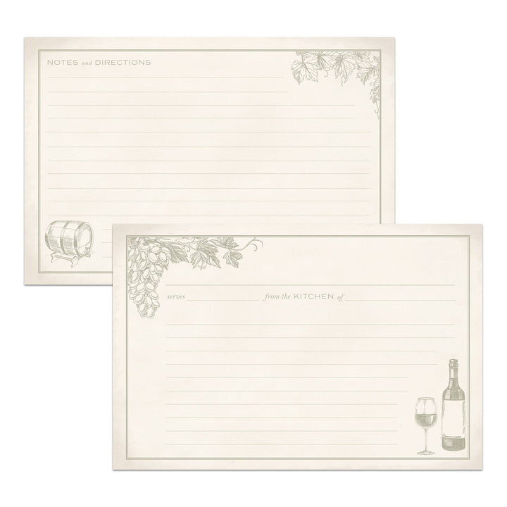Wine & Vineyard Recipe Cards, Water Resistant - dashleigh - Recipe Card
