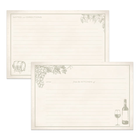 Wine & Vineyard Recipe Cards, Water Resistant